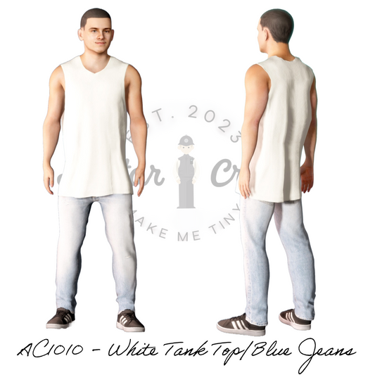White Tank-Top & Blue Jeans - Personalised Miniatures
